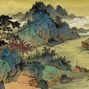 Fine brushwork Green landscape painting-1081658127