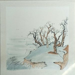 Hand-painted landscape painting, fisherman's picture-1058623862