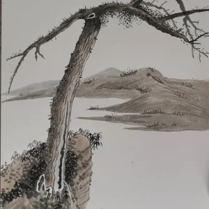 Hand painted Chinese painting landscape a tree-1259628806
