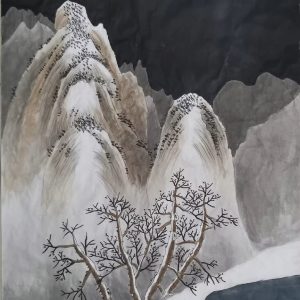 A Person Returning Home on a Snowy Night-1258620510