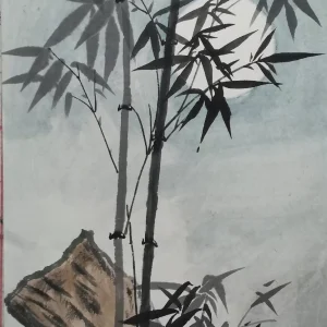 Hand-painted Chinese painting Moonlight bamboo stone painting-1277392836