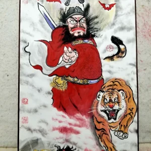Portrait of Zhong Kui, hand-painted with cinnabar and chicken blood-1256935169