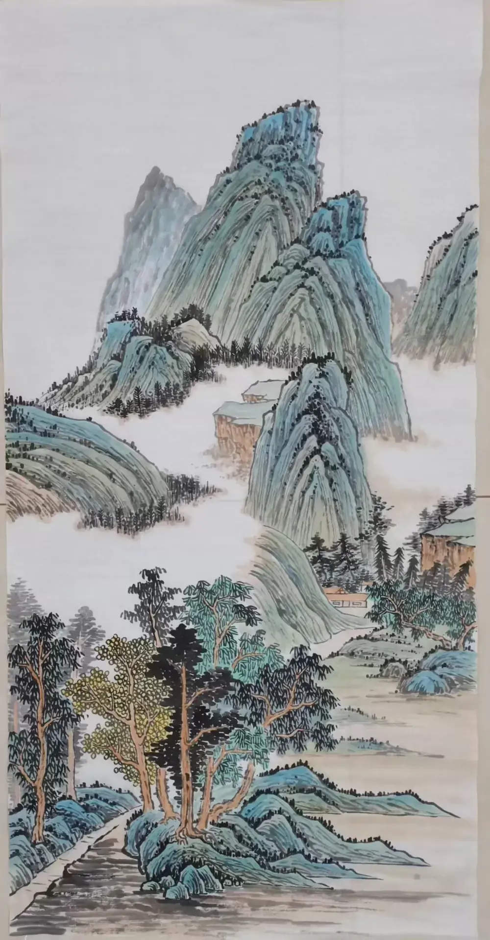 Hand-painted Landscape Painting - Mountain Dwelling-182208