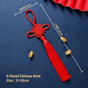 Chinese Knot, Small Red Mini Pendant Ornament, Blessing & House Protection, Car Hanging Strap